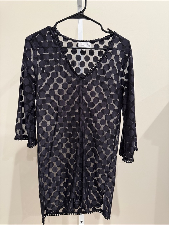 Mud Pie Other - Sheer Black Polka Dot Cover-Up
